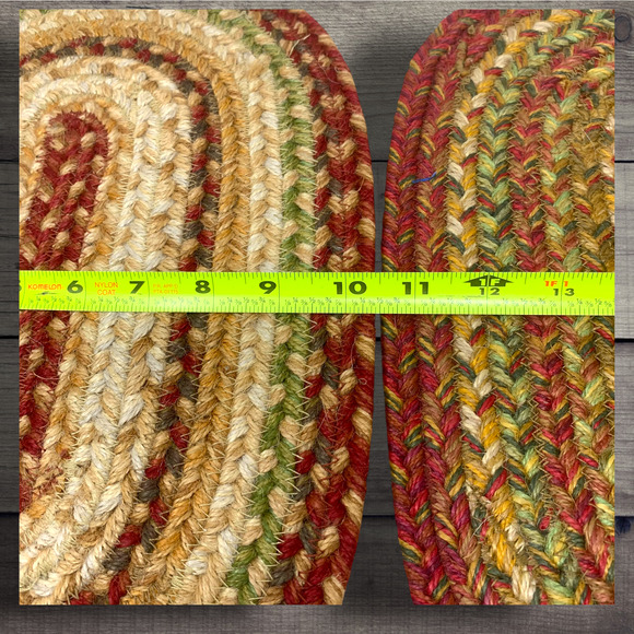 Lot 2 x Vintage Mini Small Oval Braided Rag Rugs 15" x 10" Dollhouse Plant Mats - Picture 6 of 6